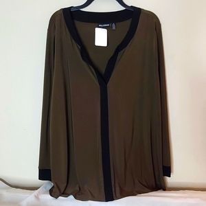 Nina Lenard Juniper Green and Black Top